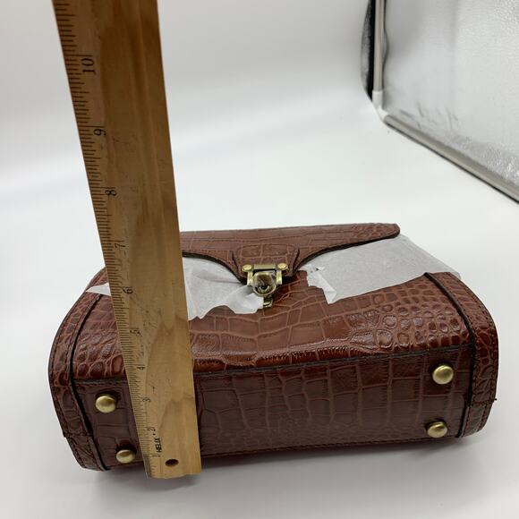 Patricia Nash Crossbody Leather Ashmore Satchel British Tan Croco Purse - Picture 10 of 11